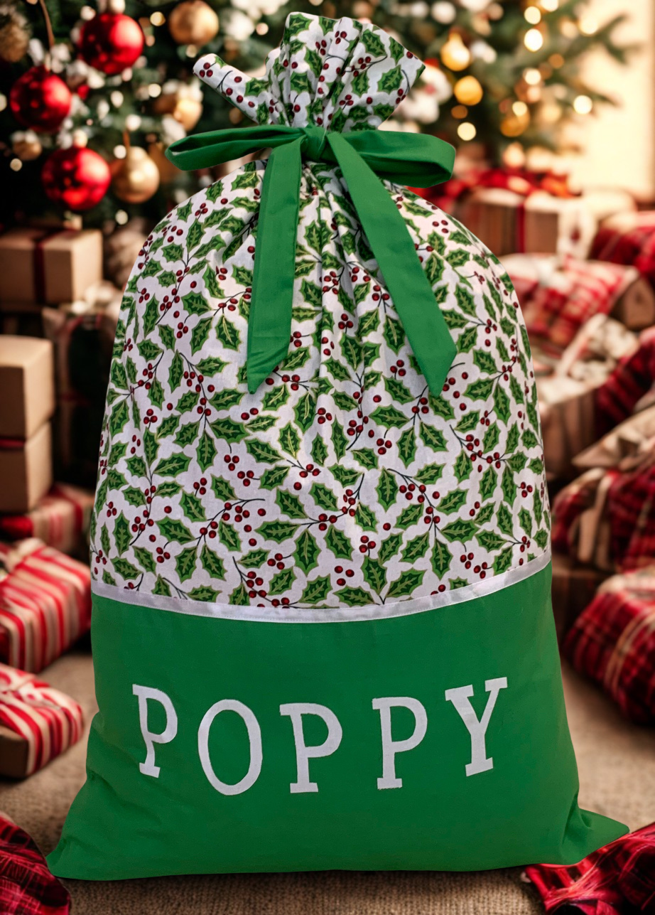 Personalised Christmas Sack - Holly Print