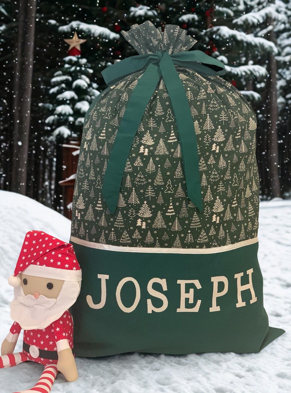 Personalised Christmas Sack - Scandi Trees
