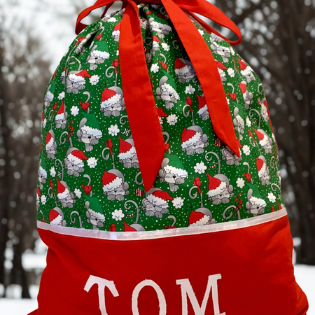 Personalised Christmas Sack - Christmas Kitties Print