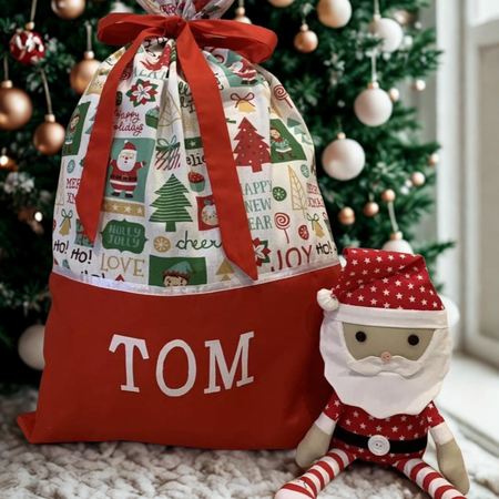 Personalised Christmas Sack - Christmas Cheer Print