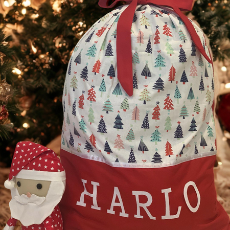 Personalised Christmas Sack - Christmas Trees