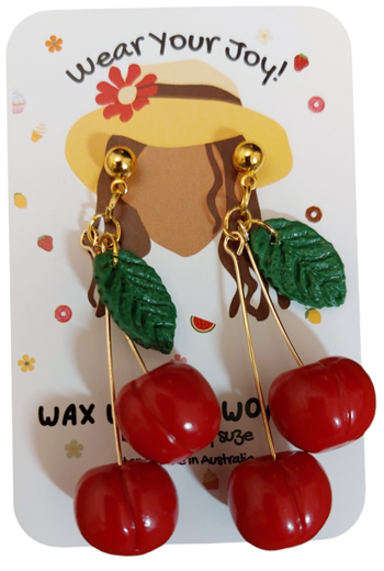 Polymer Clay Earrings - Sassy Cherry Dangles
