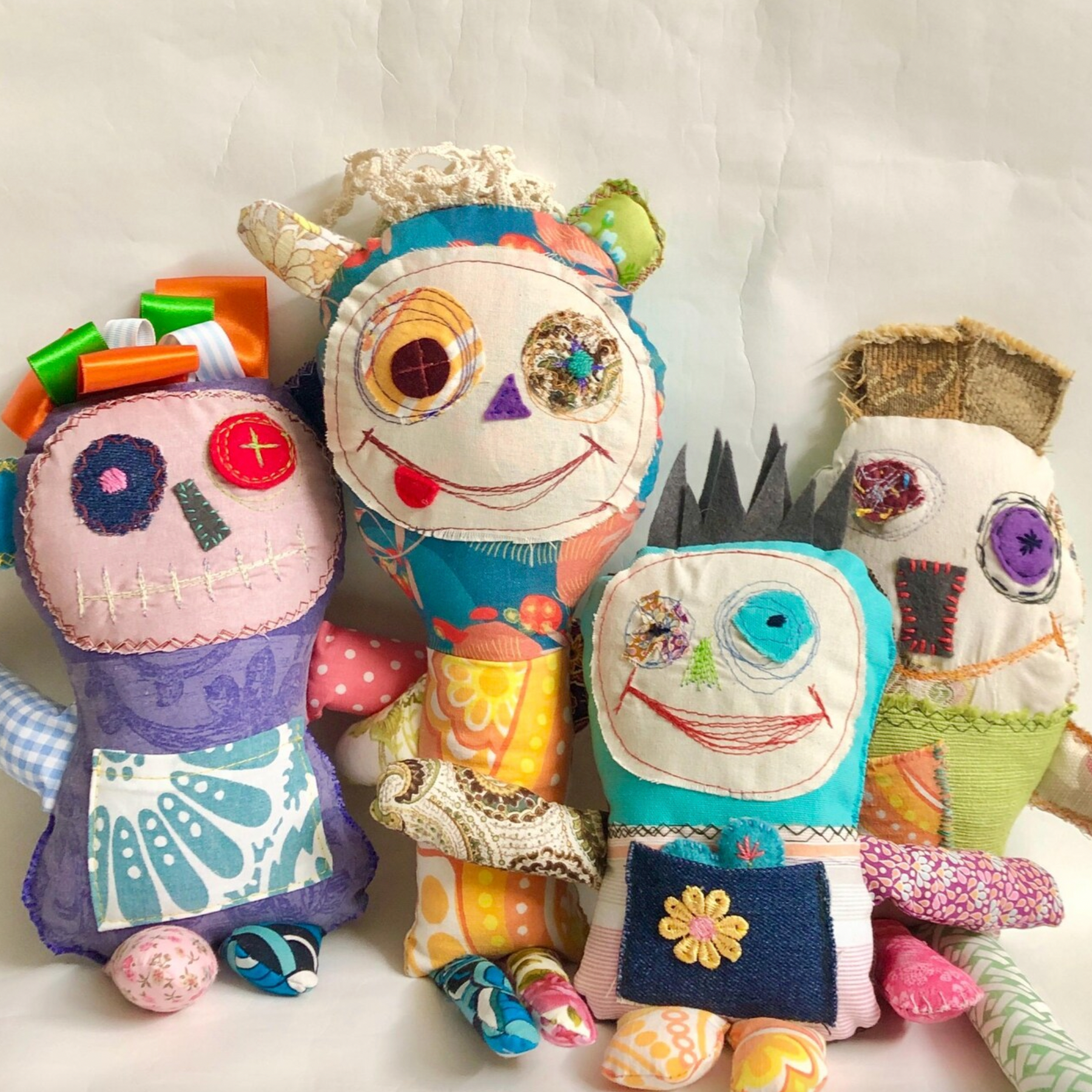 Fabric Monster Doll, Worry Doll, Softie Art Doll - Ashie