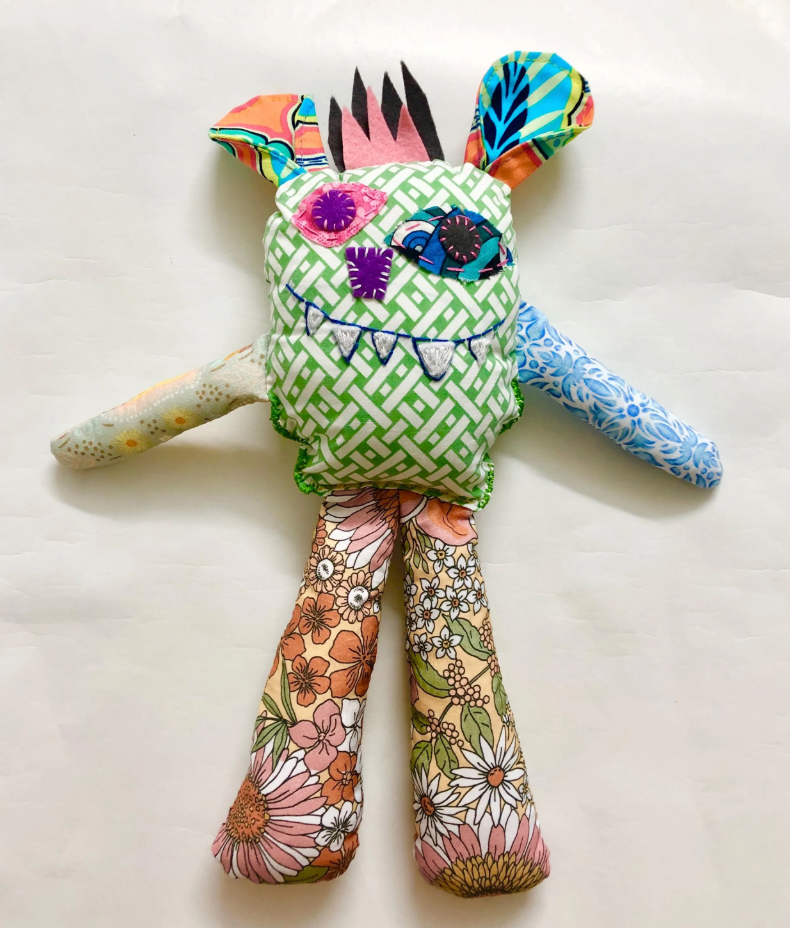 Fabric Monster Doll, Worry Doll, Softie Art Doll - Remy