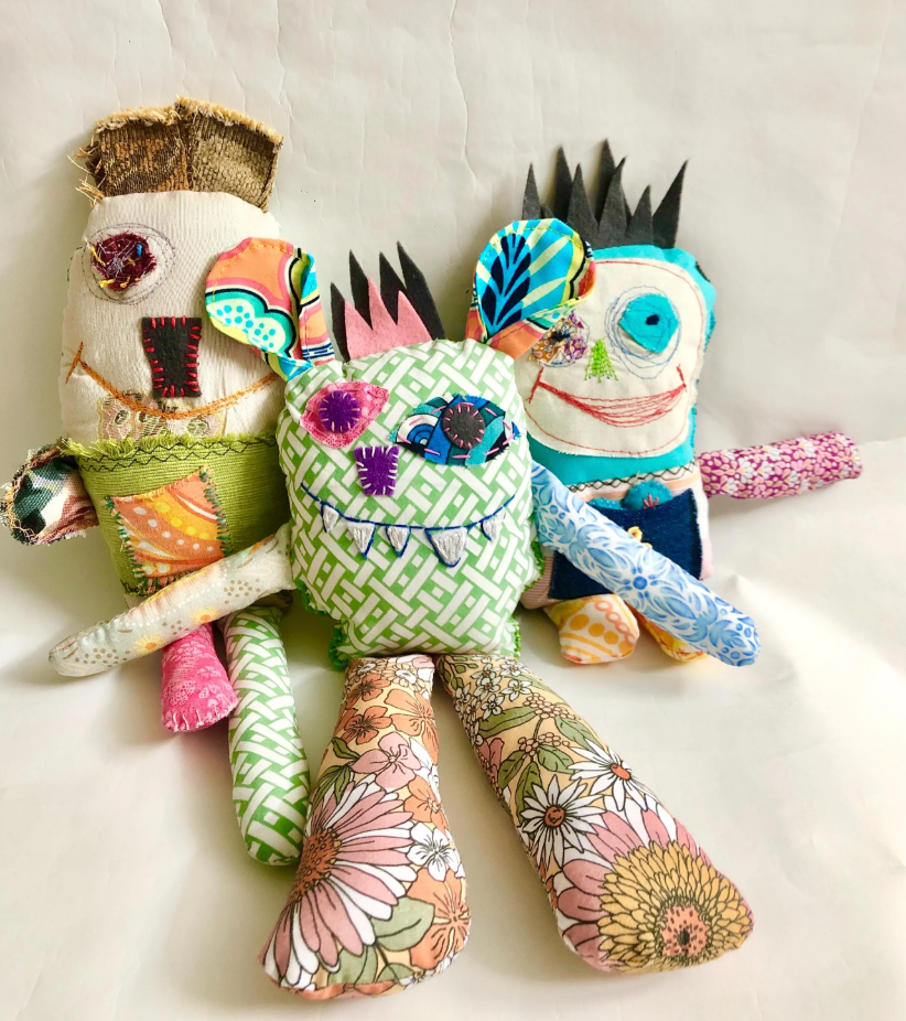 Fabric Monster Doll, Worry Doll, Softie Art Doll - Remy