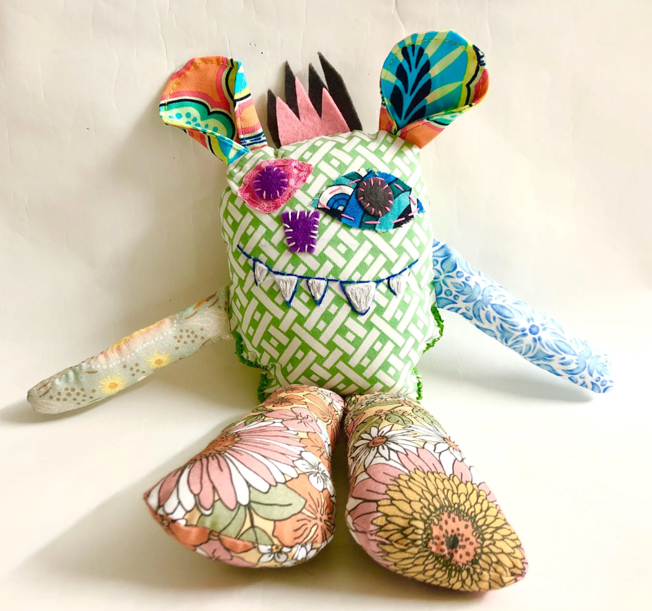 Fabric Monster Doll, Worry Doll, Softie Art Doll - Remy