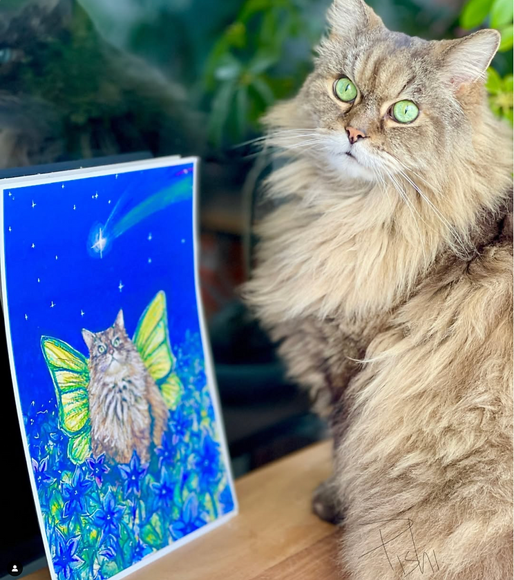 Custom Watercolour Fairy Cat Painting