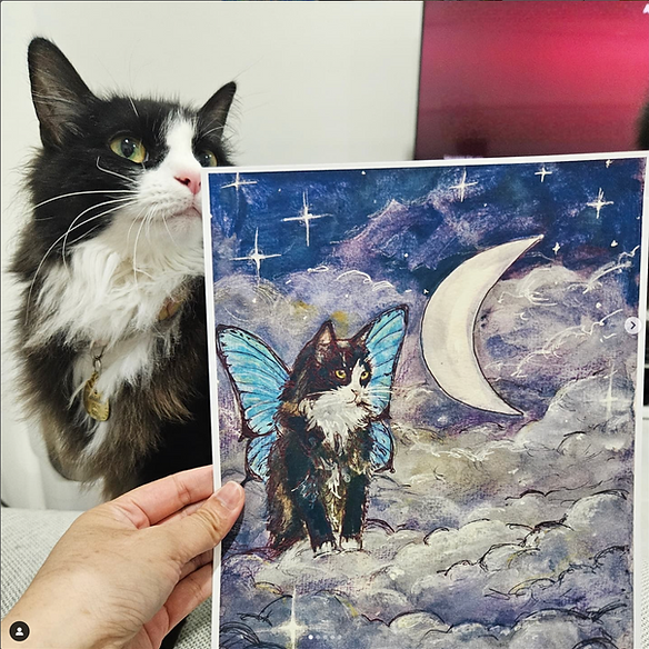 Custom Watercolour Fairy Cat Painting