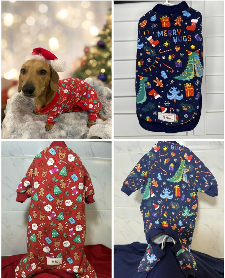 Christmas clothes pyjamas, t-shirts for standard dogs, dachshund, chihuahua, Sphynx cats, pets
