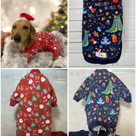 Christmas clothes pyjamas, t-shirts for standard dogs, dachshund, chihuahua, Sphynx cats, pets