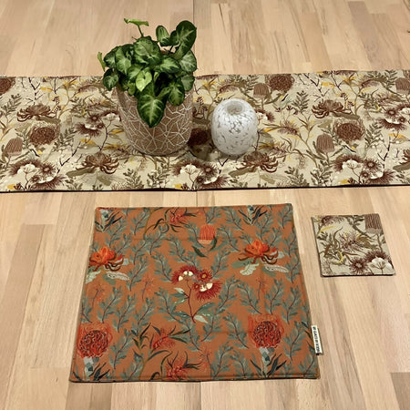 handmade Australian native reversible - sepia & orange