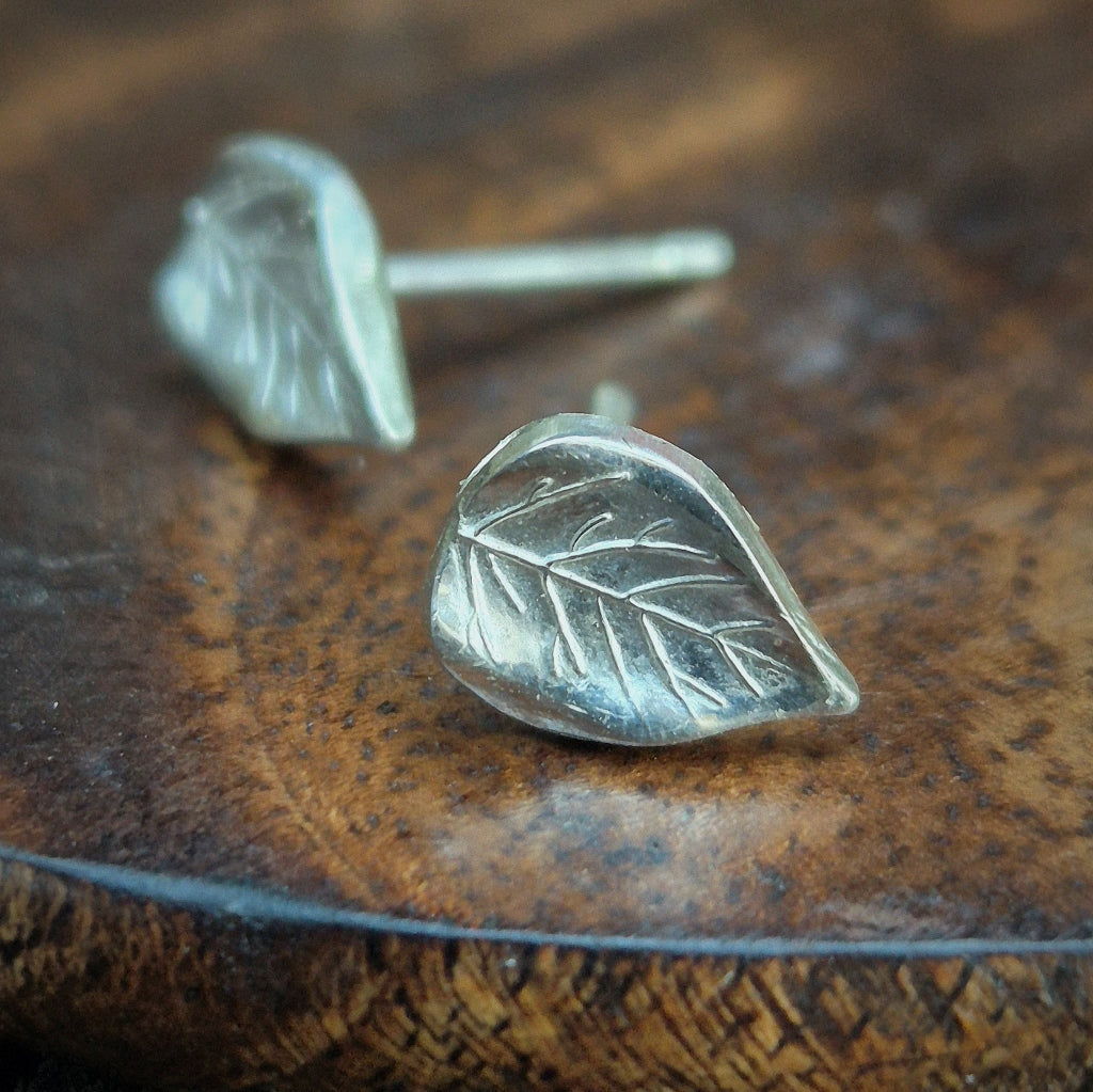 Leaf Studs - Recycled Silver