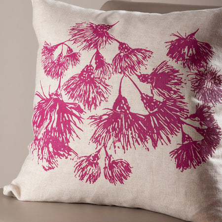 Hand Screen Printed Linen cushion covers-Eucalypt Blossoms