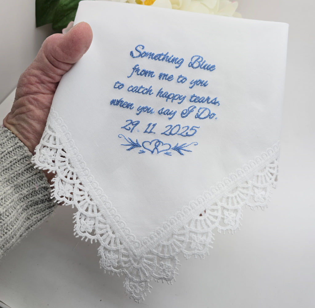 Something Blue From Me to You Personalised Bride's Handkerchief | Wedding Hanky