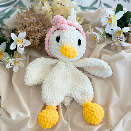 Crochet Plush Duck Snuggler -  Crochet Duck Soft Toy