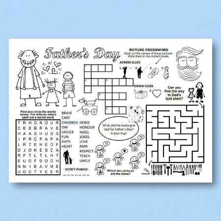 DIGITAL - Father's Day - Puzzle Activity Sheet - PDF Printable Download