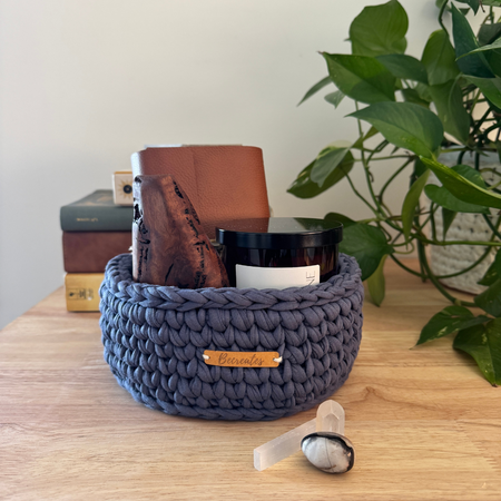 Set your Intentions | Handmade Basket | Steel Blue Mid-Large