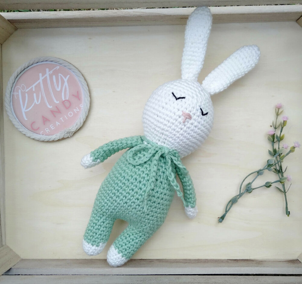 Crochet Sleeping Rabbit - Green
