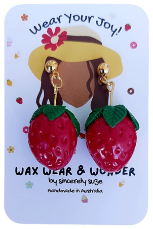Polymer Clay Earrings - Strawberry Glow Drops