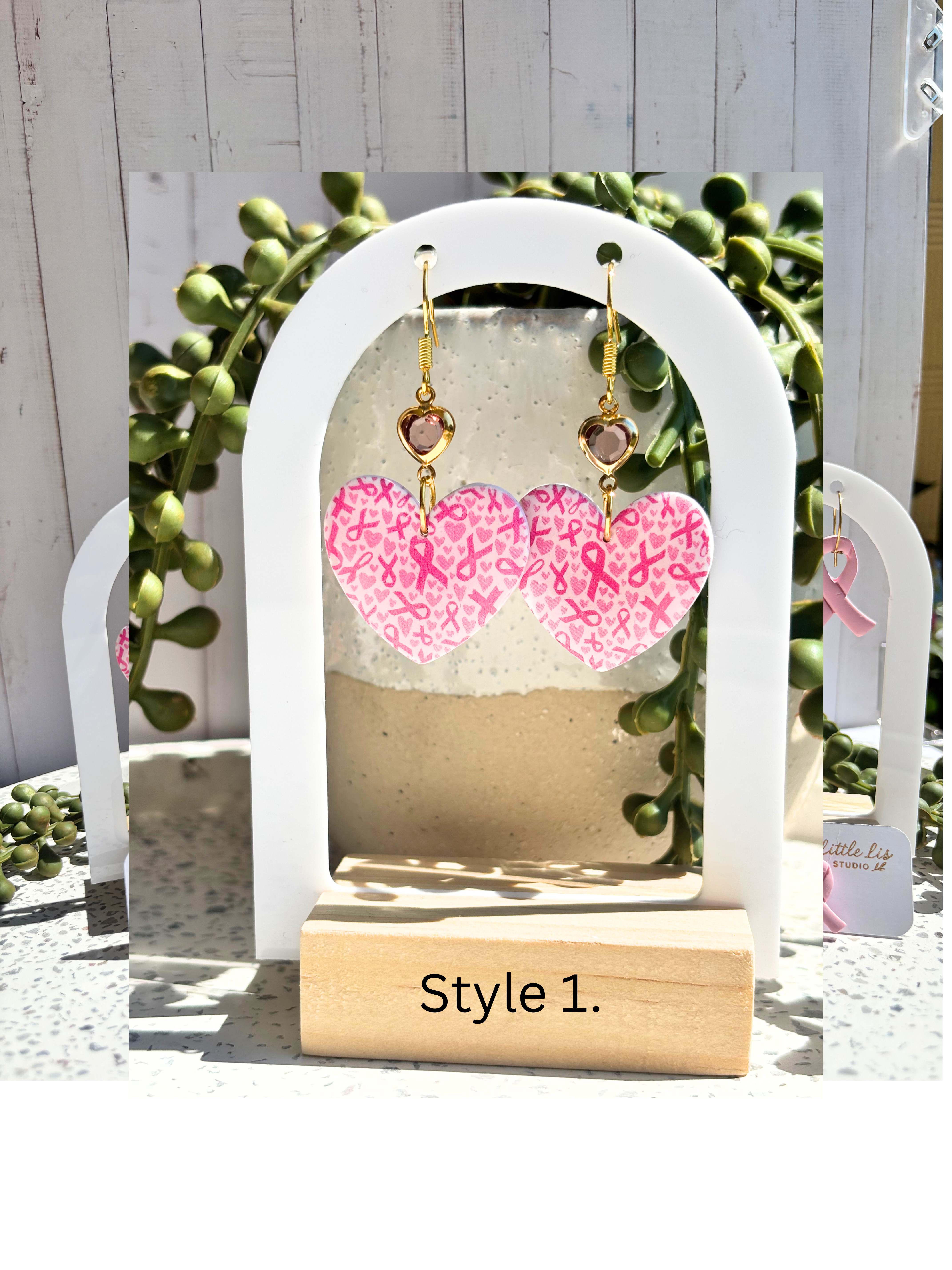 Breast Cancer Awareness Polymer Clay Earrings