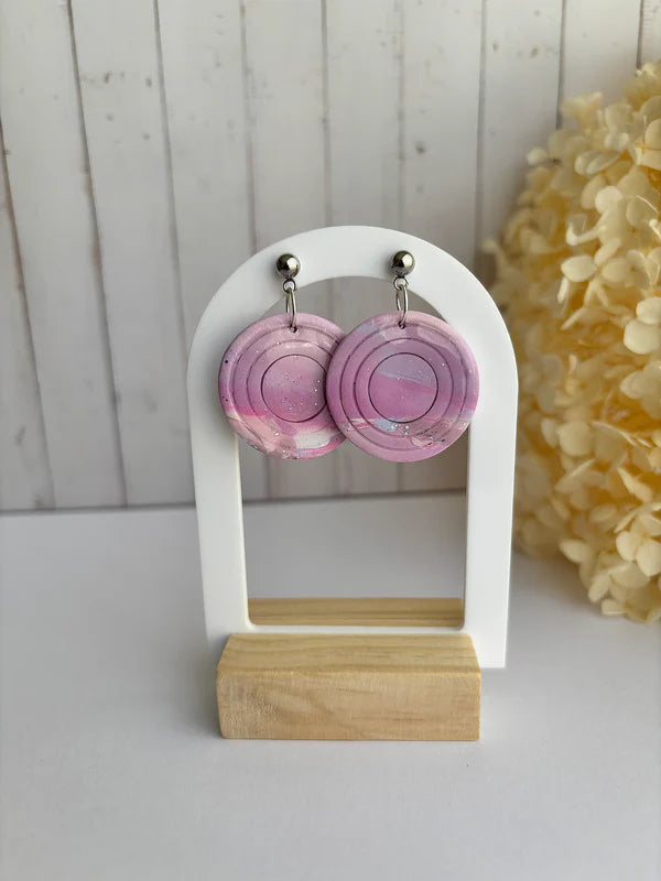 Pink Marble Dreams Collection – Handmade Polymer Clay Earrings