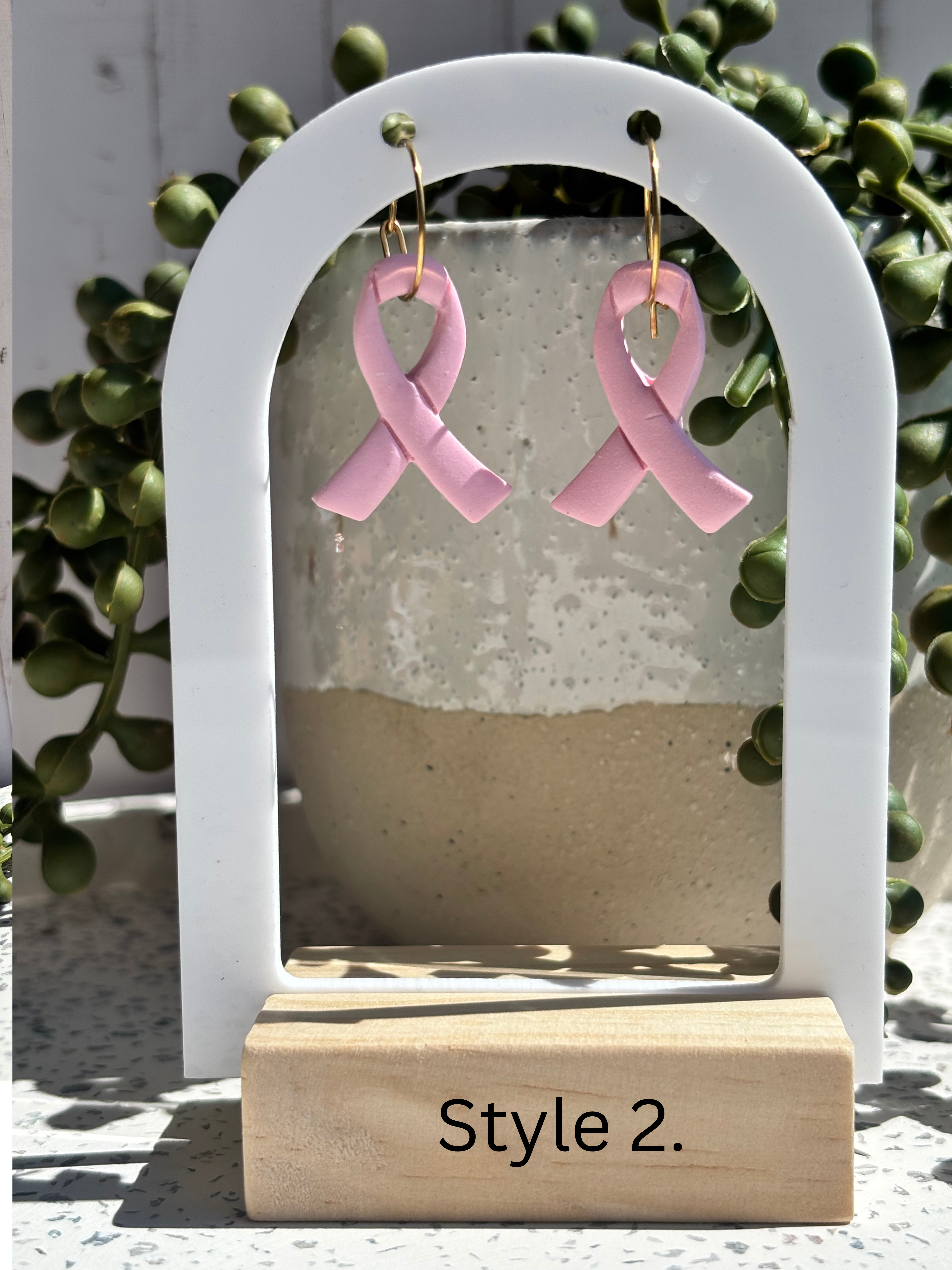 Breast Cancer Awareness Polymer Clay Earrings