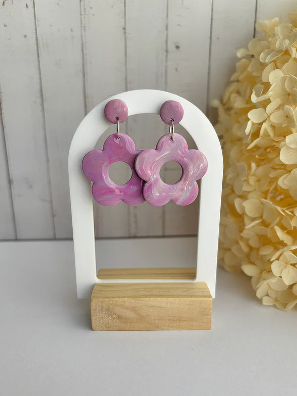 Pink Marble Dreams Collection – Handmade Polymer Clay Earrings