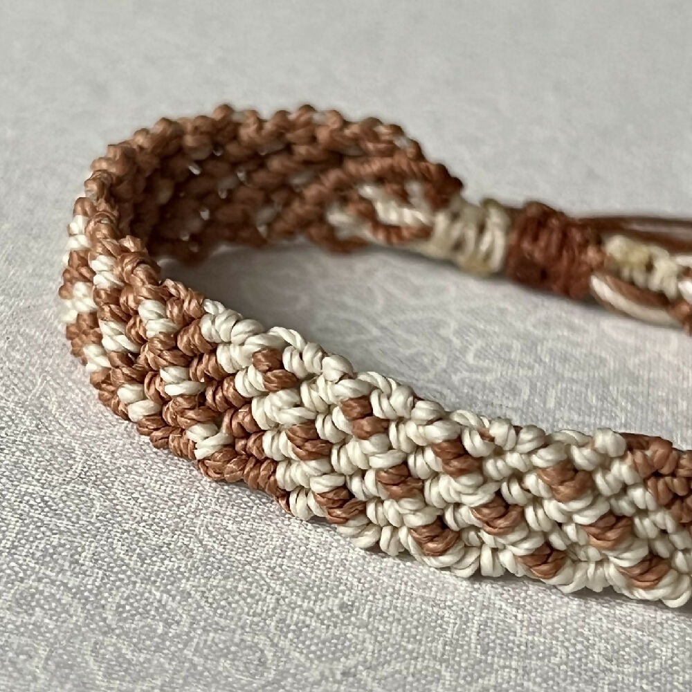 Beige & Brown macrame bracelet +FREE Microfibre Pouch