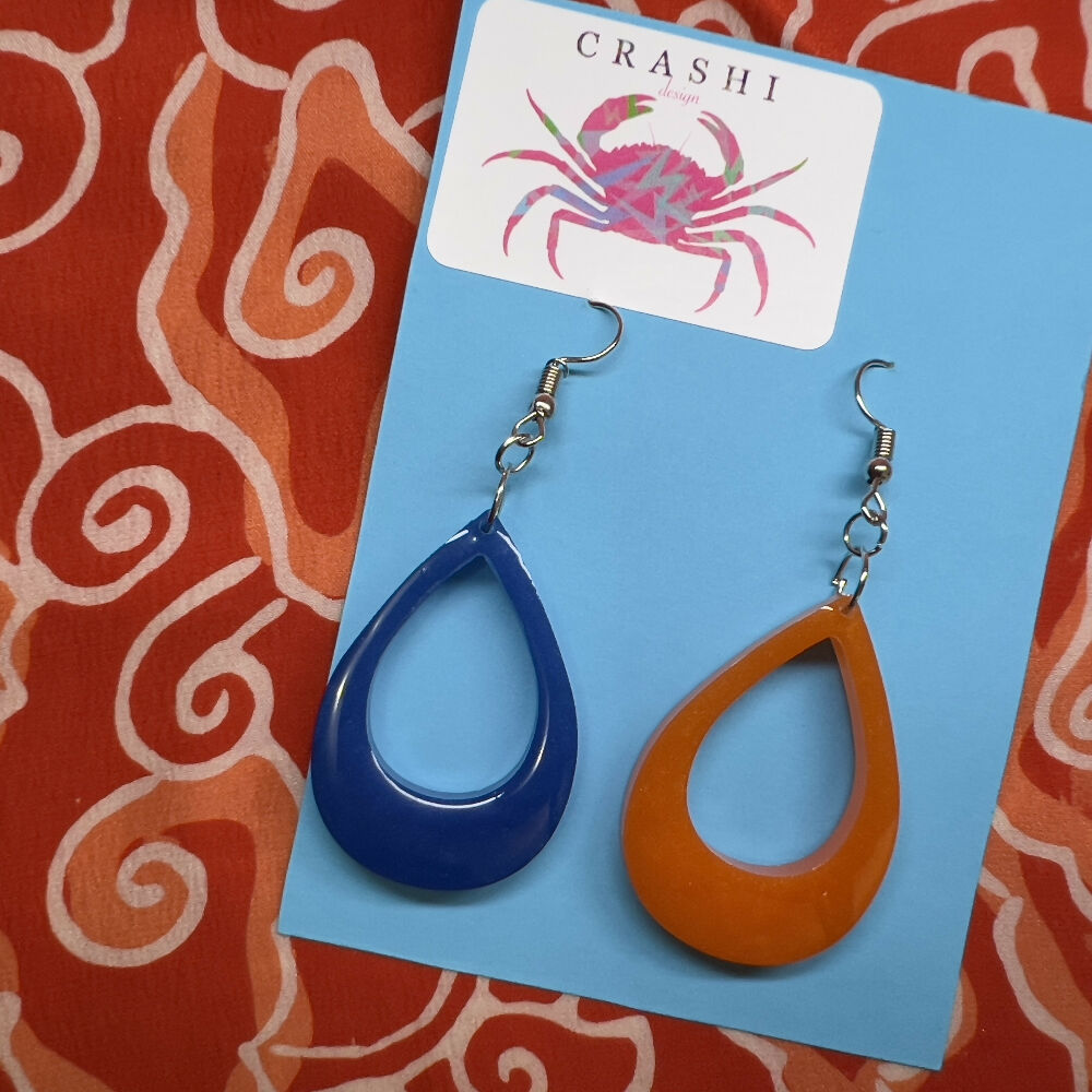 Blue Orange Holy Drop Earrings