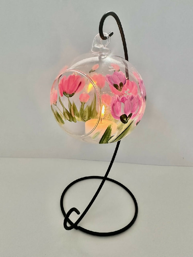 candle holder pink tulips1