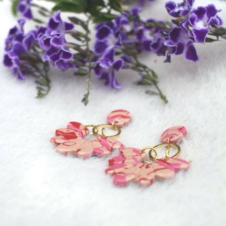 Red and Pink Petal Drop Earring