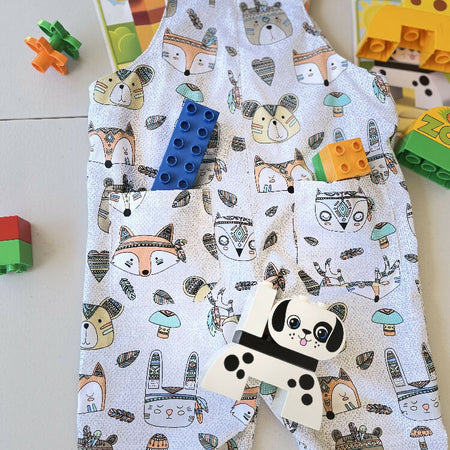 Unisex toddler overalls | dungarees | Indian feathers