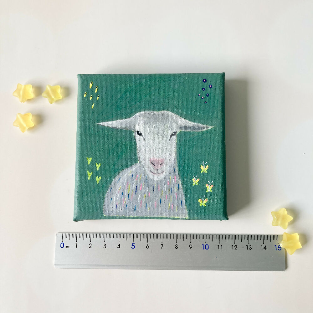 Original Mini Art Canvas featuring cute Goat