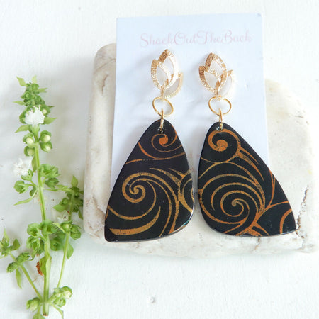 Black & Gold Polymer Clay Earrings 