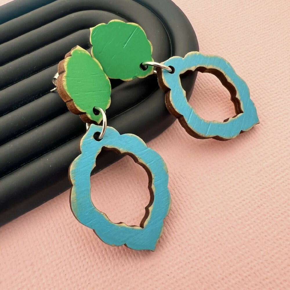 Classic Shaped Hand Painted Wooden Earrings