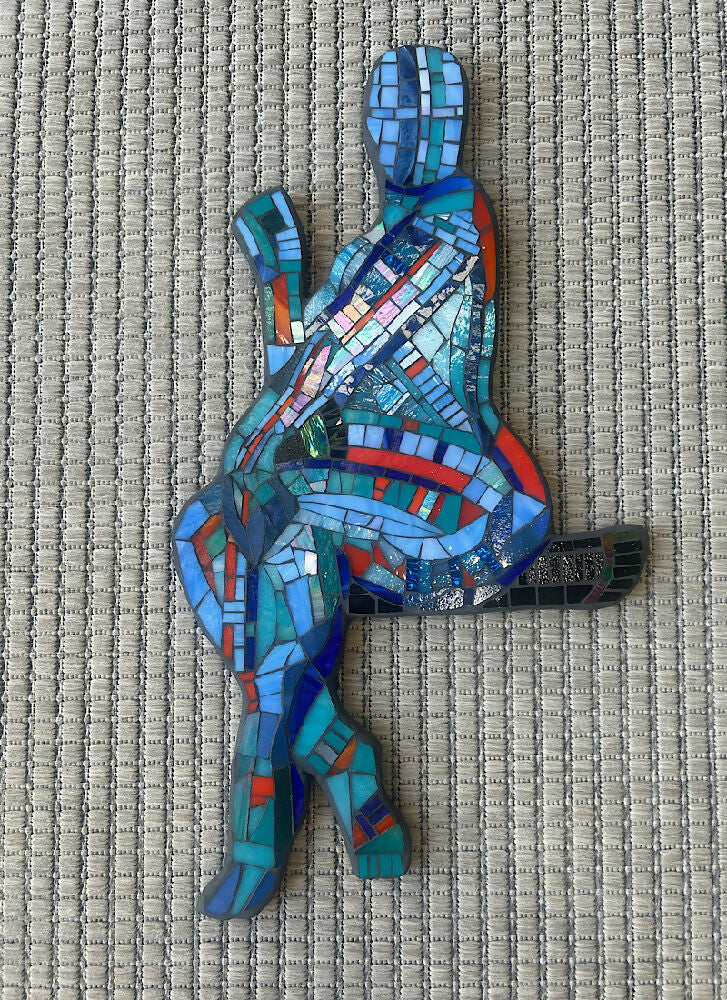 ‘SMOKING’ Stained Glass Mosaic Sitting Female Wall Art.