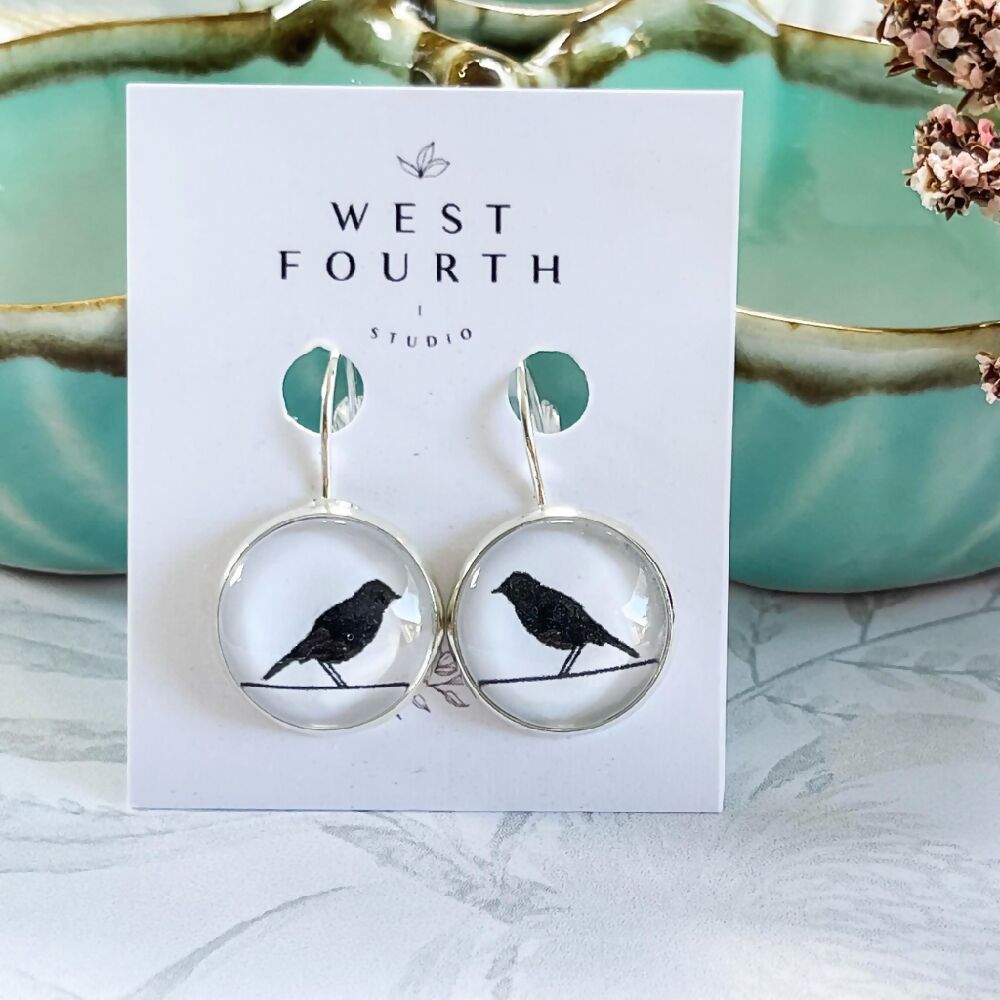 Blackbird Earrings • Paper and Glass Earrings