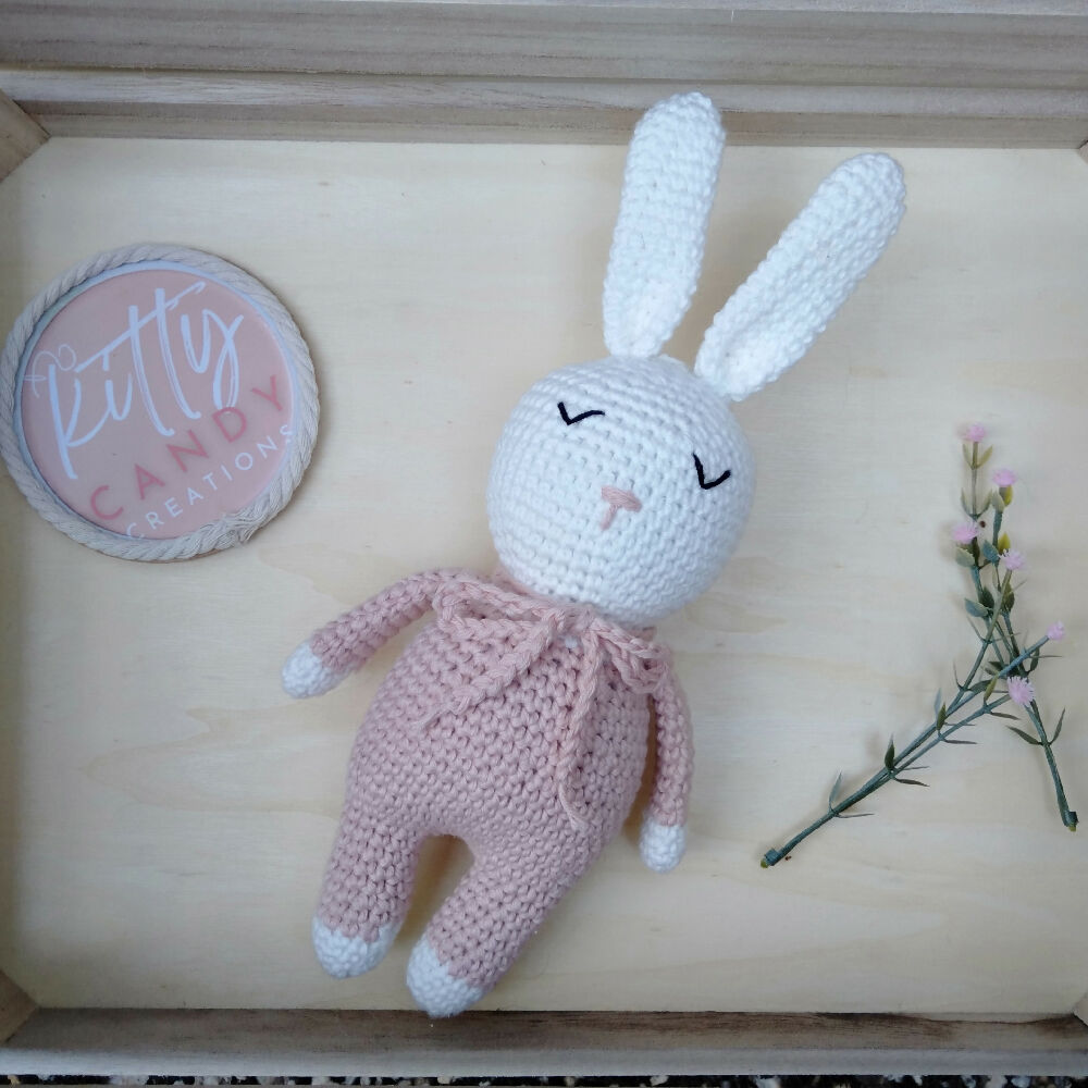 Crochet Sleeping Rabbit - Pink
