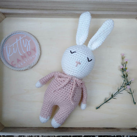 Handmade Crochet Sleeping Rabbit - 100% Cotton (multiple colours)