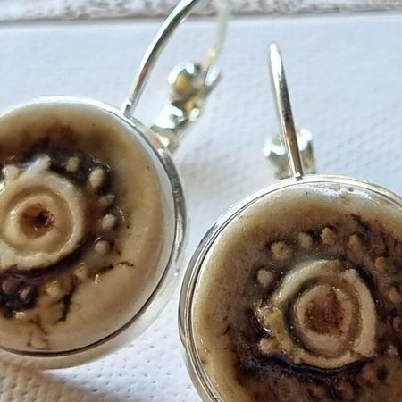 Artisan Ceramic Earrings, Dark Brown, Natural Earth Tones, 16mm diameter, for pierced ears