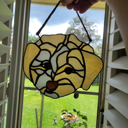 Pet Portrait - face, detailed, stained glass