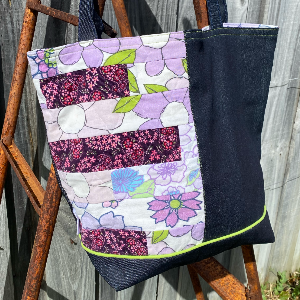 Tote bag, handmade patchwork, store cotton.