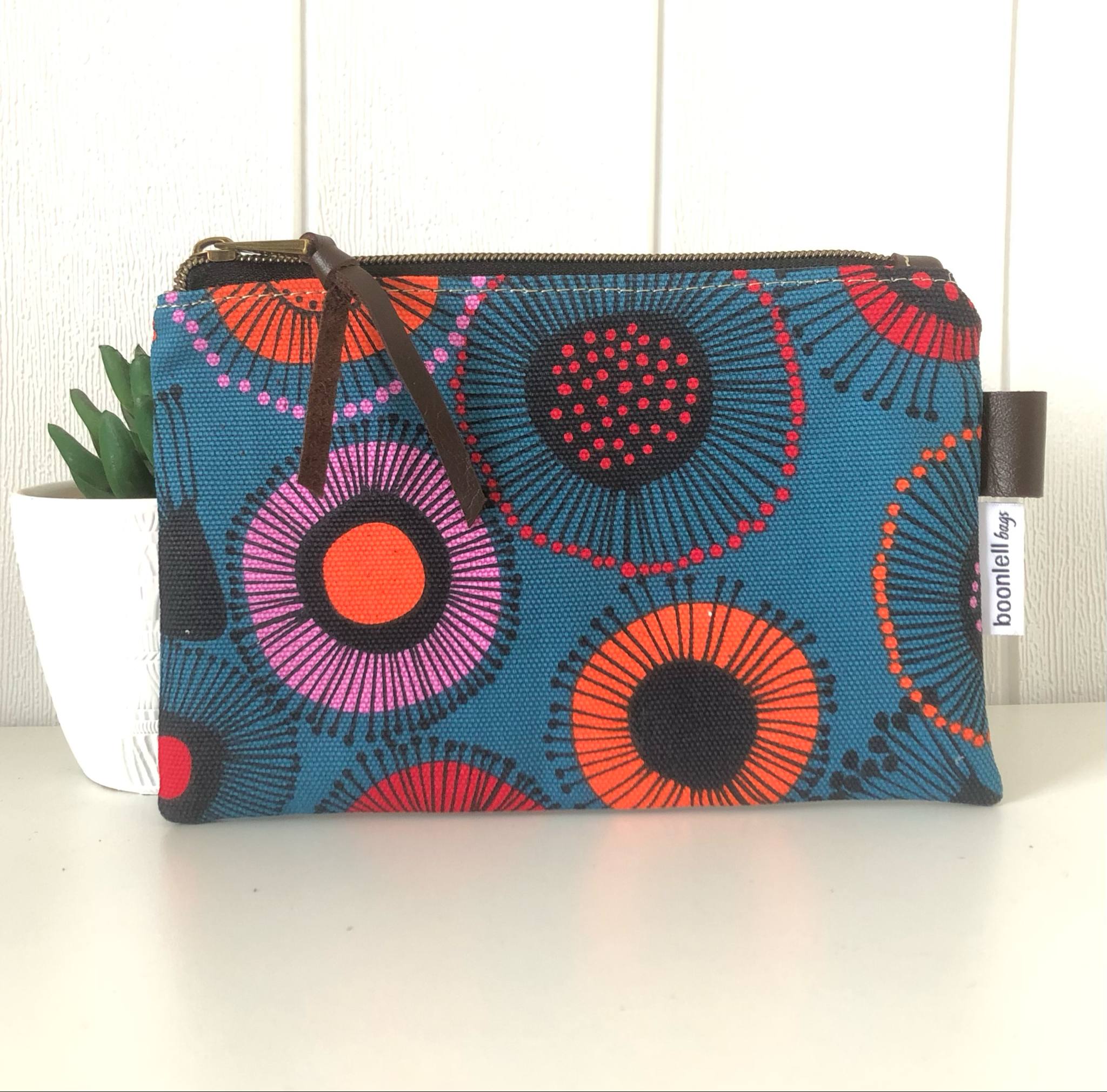 Tan Canvas and Genuine Leather Crossbody Bag with Gum Blossom