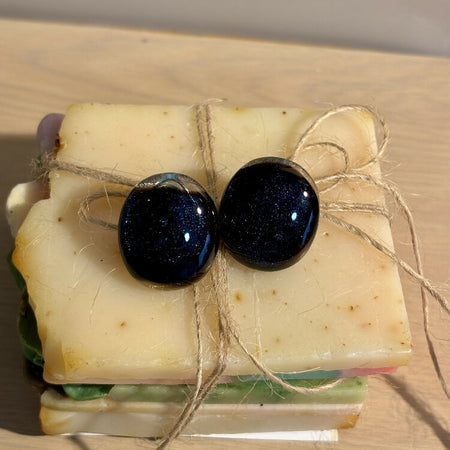 Dichroic Glass Earrings - Black Fairy Opal