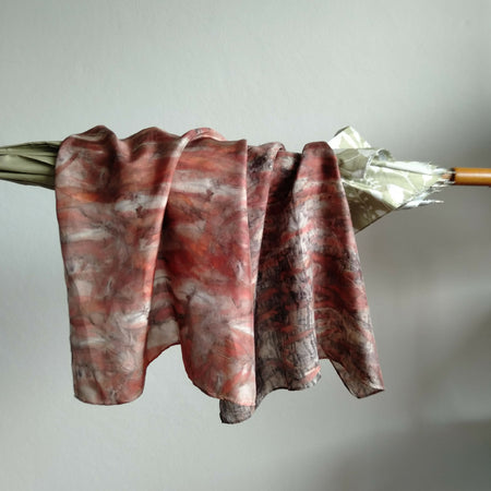 Silk scarf ecoprinted eucalyptus leaves