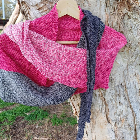 Knitted Scarf Pink and Grey - Celadon