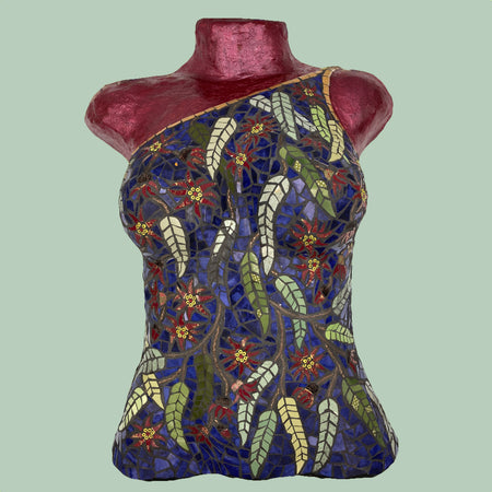 Mosaic Torso - Upcycled Wall Art - Red Flowering Gums