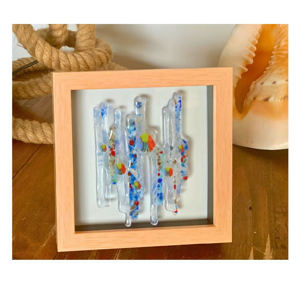 Tropical Fish Abstract Fused Glass Frame