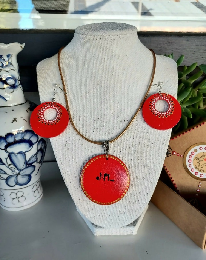 Original Dot Art design Pendant and Earing set called "Flamenco"