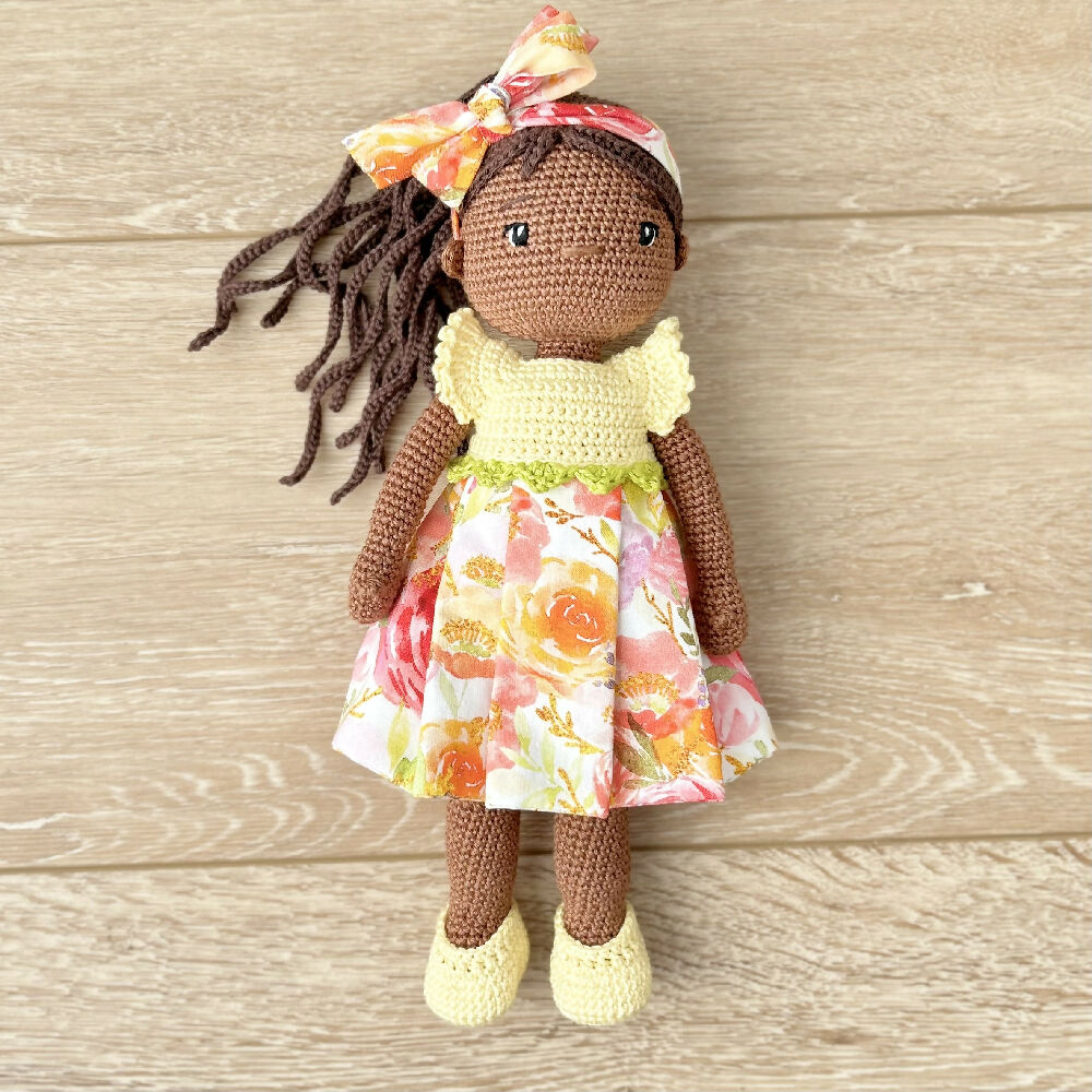 Crochet | Doll | Art Doll | Doll Dress | Brown Doll